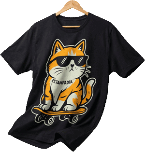 camisa estampada con serigrafia diseño gato en patineta
